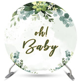 Oh Baby Licht Grün Blätter Runden Baby Dusche Hintergrund